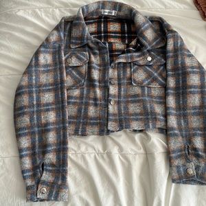 Cropped flannel jacket
